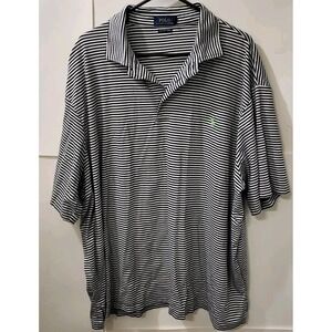 Vintage Polo Ralph Lauren Polo White/Black  Stripes Shirt Size 3XBig‎